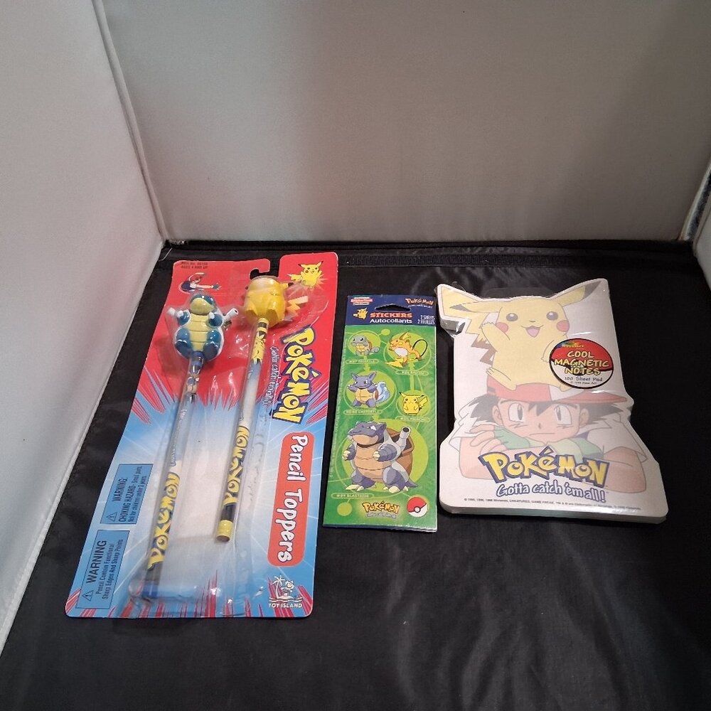 Lot POKEMON Pencil Toppers Stickers Gotta Catch'em all Notes 1999 *READ*